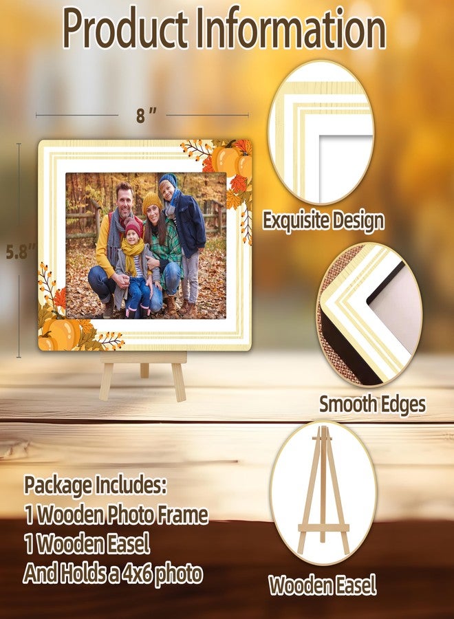 OXRUN Fall Picture Frame, Thanksgiving Gifts Wooden Photo Frame with Easel, 4x6 Autumn Pumpkin Picture Frames for Tabletop Display Photo Insert - J04 - Image 2